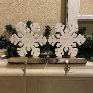 2 Glittery snowflake Christmas stocking holders!